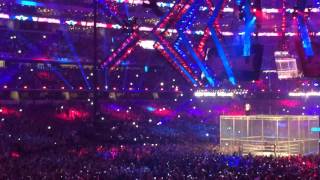 Shane McMahon jumps off the top of Hell in a Cell  WrestleMania 32 LIVE [upl. by Ainollopa974]