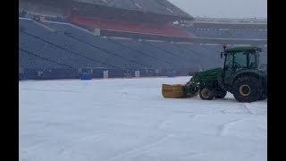 Highmark Stadium sees lots of snow BillsSteelers game postponed [upl. by Atinet887]