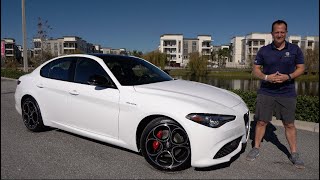 Is the 2022 Alfa Romeo Giulia a BETTER sport sedan than a Genesis G70 [upl. by Anrapa]