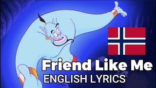 Aladdin  Friend Like Me Norwegian HD  English LyricsTranslation [upl. by Aramois]