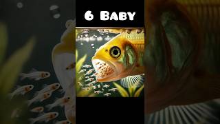 Yellow cichlid fish giving birth to 6 babies fish 🐳🥰fishing [upl. by Sitra469]