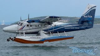 Beautiful Closeup Seaplane Landing  European Coastal Airlines Twin Otter [upl. by Dnaltroc]