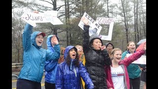 Boston Marathon 2018 Drenched fans go wild at the Wellesley College Scream Tunnel [upl. by Amick817]