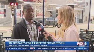 San Diego businesses prepare for Easter weekend storm during Padres home opener weekend [upl. by Devina]