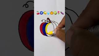 🍒🧿🍋💧🎃🥝🌷🍆Satisfying creative art art satisfying ytshorts coloring [upl. by Yelrebma]