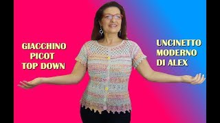 GIACCHINO UNCINETTO TOP DOWN PICOT tutorial ogni taglia [upl. by Eissirk82]