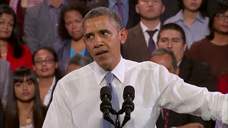 2013 Obama responds to hecklers at speech [upl. by Ameekahs516]