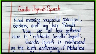 speech on gandhi jayanti in englishgandhi jayanti par bhashan [upl. by Eirelam]