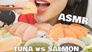 ASMR SASHIMI SALMON vs TUNA SOFT SQUISHY EATING SOUNDS NO TALKING  SASASMR [upl. by Anders522]