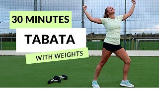 30 MIN INTENSE TABATA Full Body HIIT Workout with Weights No Repeat [upl. by Nitsew860]