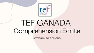 TEF Canada CE 2024 New Questions  Comprehension Ecrite Rapid Reading [upl. by Rebe]