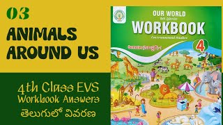 4th EVS 3Animals Around Us Workbook Answers explained in Telugu [upl. by Zsazsa]