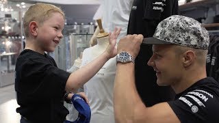 Valtteri Bottas Surprises Young F1 fan at MercedesBenz World [upl. by Faulkner227]