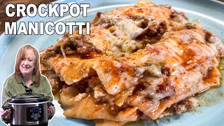 Crockpot MANICOTTI 3 Cheese amp Meat Sauce Italian Pasta Dish [upl. by Otti]