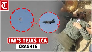 Indian Air Forces Tejas LCA crashes near Jaisalmer during operational training sortie [upl. by Ody]