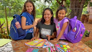 FINALMENTE… ORGANIZANDO OS MATERIAIS ESCOLARES DAS MINHAS FILHAS 2024 TUDO PRONTO PRA ESTUDAR🥹 [upl. by Shelia]