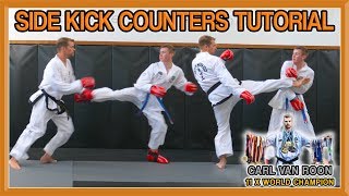 Taekwondo Side Kick Counters How to Defend and Counter  Van Roon Tutorial [upl. by Anneyehc26]