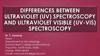 Differences Between Ultraviolet UV Spectroscopy and Ultraviolet Visible UVVis Spectroscopy [upl. by Diella]