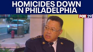 Philadelphia Police Commissioner Kevin Bethel discusses recent drop in homicides violent crime [upl. by Atalaya848]