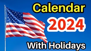 2024 Calendar with Holidays  Calendar 2024  US Calendar 2024  United States 2024 Calendar  2024 [upl. by Hardan855]