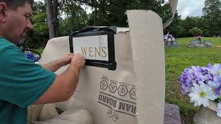 How headstones are engraved in the cemetery headstone engraving sandblasting monument [upl. by Aicila]