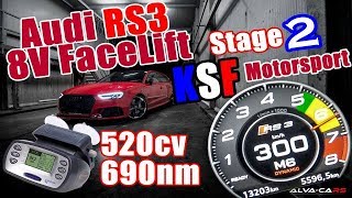 Audi RS3 520HP Stage 2 KSF MotorSport 100300Kmh Acceleration VBOX [upl. by Nosyerg]