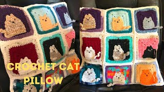 How To Crochet A Cat Pillow CoverCat Granny SquareEasy Beginner Crochet [upl. by Fayola703]