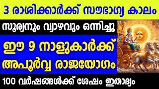 അപൂർവ്വ രാജയോഗം വരുന്നു ഈ 9 നാളുകാർക്ക് Malayalam astrology [upl. by Emlen]