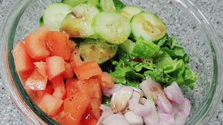 Simple Lettuce Salad with Tomato and Cucumber Healthy Recipe byEstella Channel [upl. by Coryden977]