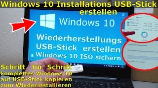 Windows 10 Recovery USB Stick erstellen zum Reinstallieren Wiederherstellungslaufwerk [upl. by Henn]