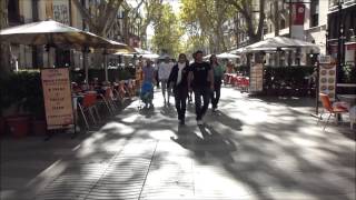 La Rambla  Barcelona  A Walk along Las Ramblas on a sunny day [upl. by Ilsel]