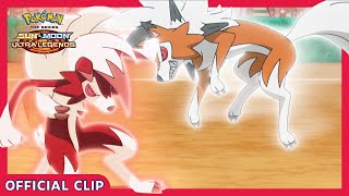 A Lycanroc Battle  Pokémon the Series Sun amp Moon  Official Clip [upl. by Fisuoy]