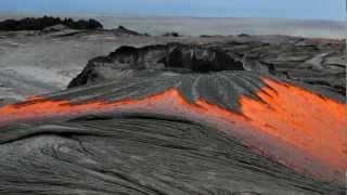 Rivers of molten lava high up Pulama Pali  Kilauea Volcano Hawaii DIGITALNECTAR [upl. by Laryssa]