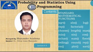 Lecture 4 Important Math Functions in R programming [upl. by Ekusuy]