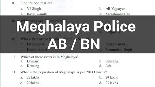 Meghalaya Police AB BN Group  Previous Question Paper Solved 2022  Meghalaya Online [upl. by Shalna585]