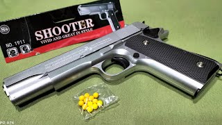 SHOOTER 1911 Colt M1911 A1 Spring Type Airsoft Pistol Review [upl. by Lartnom]