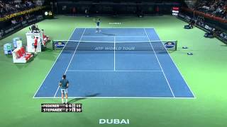 Stepaneks Diving Hot Shot vs Federer In Dubai 2014 [upl. by Ithnan]