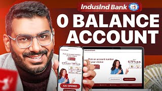 Indusind Bank Zero Balance Account Opening Online  Zero Balance Bank Account Opening Online [upl. by Zweig]