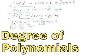 05  Degree of Polynomials Find the Degree of Monomial Binomials Trinomials [upl. by Tebasile]