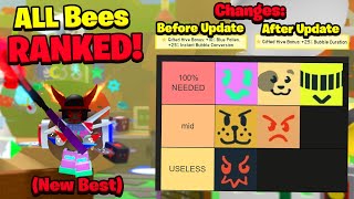 I Ranked ALL Bees After The New Update in Bee Swarm Simulator BEST to WORST Bees 2024 Edition [upl. by Malia]