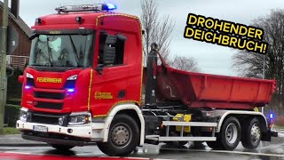 DROHENDER DEICHBRUCH  Einsatzfahrten von FEUERWEHR amp THW in HAMM🚨😱 [upl. by Geis]