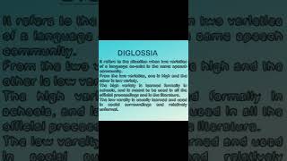 What is Diglossia in Linguistics linguistics languagelearning english ylt saqlainshah shorts [upl. by Adnirolc]