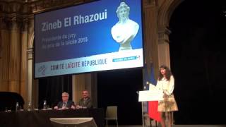 Prix de la Laïcité 2015  Vidéo du Discours de Zineb El Rhazoui [upl. by Atterbury]