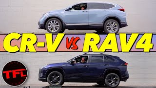 2020 Honda CRV Hybrid vs Toyota RAV4 Hybrid Slip Traction Test One Is Clearly Better [upl. by Wilhelm]