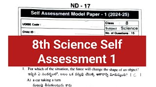 8th PS amp NS Self Assessment Model Paper Answer key 2024  Class 8th General Science Self Assessment [upl. by Nryhtak586]