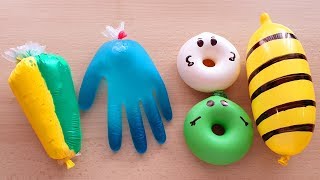 Making Slime With Ballons Piping Bags And Glove [upl. by Anwahsar]