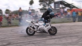 Awesome Tandem Motorcycle Stunt Show Ride [upl. by Gilligan]