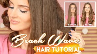 BEACH WAVES hair tutorial  How to Easy summer hairstyle  PEACHY [upl. by Yro879]