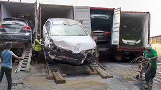 Scary Way They Unload Imported Broken Cars in Nigeria [upl. by Dolan300]