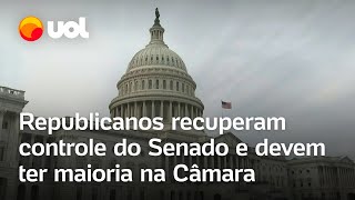 Trump vence nos EUA Republicanos recuperam controle do Senado e devem ter maioria na Câmara [upl. by Ymmak219]